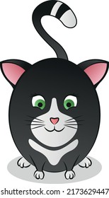 Abstract sticker images of a rounded cute cat. Vector illustration.
