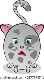 Abstract sticker images of a rounded cute cat. Vector illustration.