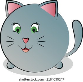 Abstract sticker images of a rounded cute cat. Vector illustration.