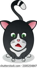 Abstract sticker images of a rounded cute cat. Vector illustration.