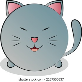 Abstract sticker images of a rounded cute cat. Vector illustration.