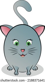 Abstract sticker images of a rounded cute cat. Vector illustration.