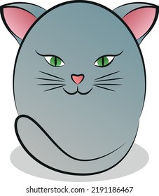 Abstract sticker images of a rounded cute cat. Vector illustration.
