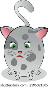 Abstract sticker images of a rounded cute cat. Vector illustration.