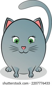 Abstract sticker images of a rounded cute cat. Vector illustration.