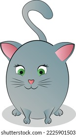 Abstract sticker images of a rounded cute cat. Vector illustration.
