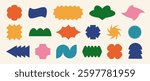 Abstract sticker shape set. Colorful retro pop art border element collection. Colorful geometric frame pack for badge, tag, label, banner, poster design, sign, icon. Swiss style patch bundle. Vector