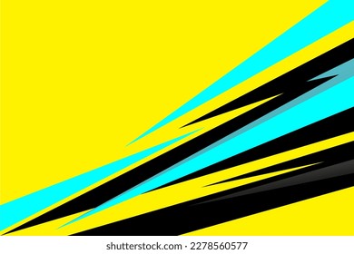 Abstract Stiker Racing Stripes Background With Blue, Black and yellow Color