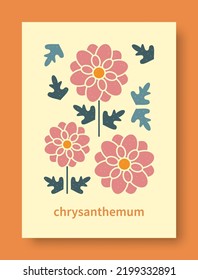 Abstract still life of chrysanthemum flower in pastel colors. Modern art collection. Chrysanthemum flower vector for social media, cards, mobile concept, posters and web design. Vector illustration.