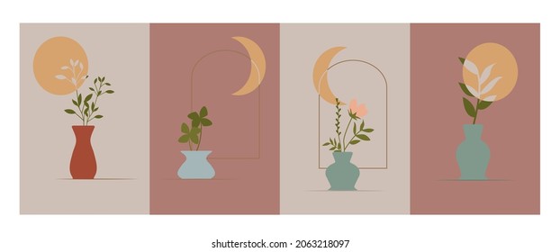 Abstract still life in pastel colors. Collection of posters