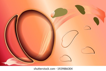 Abstract still life with peaches. Vector background in warm pastel colors.


