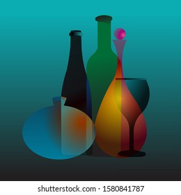 Abstract still life with vessels. Vector illustration.