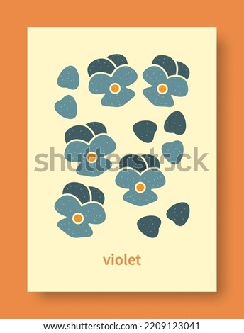 Abstract still life of violet flower in pastel colors. Modern art collection. Violet flower vector for social media, cards, mobile concept, posters and web design. Vector illustration.