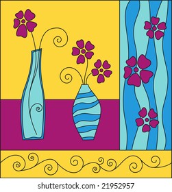 Abstract still-life with patterns. Vector.