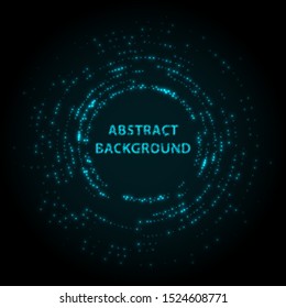 Abstract stipple background. Blue Luminous circles. Navy elegant glowing circle.  Azure light ring. Indigo sparking particle. Ultramarine colorful ellipse. Bright border.