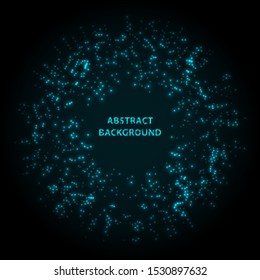Abstract stipple background. Blue Luminous circles. Navy elegant glowing circle.  Azure light ring. Indigo sparking particle. Ultramarine colorful ellipse. Bright border.