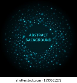 Abstract stipple background. Blue Luminous circles. Navy elegant glowing circle.  Azure light ring. Indigo sparking particle. Ultramarine colorful ellipse. Bright border.