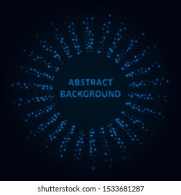 Abstract stipple background. Blue Luminous circles. Navy elegant glowing circle.  Azure light ring. Indigo sparking particle. Ultramarine colorful ellipse. Bright border.
