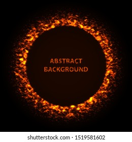 Abstract stipple background. Red Luminous circles. Crimson elegant glowing circle. Maroon  light ring. Cherry Sparking particles. Colorful ellipse. Bright border.