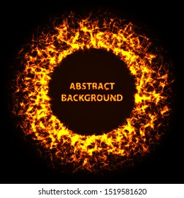 Abstract stipple background. Red Luminous circles. Crimson elegant glowing circle. Maroon  light ring. Cherry Sparking particles. Colorful ellipse. Bright border.