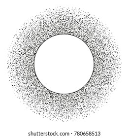 Abstract stipple dots round frame with copy space isolated on white background. And also includes EPS 10 vector