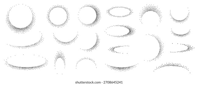 Abstractas marco punteado sombras colección. Arena dotwork, efecto de grano de ruido para las fronteras