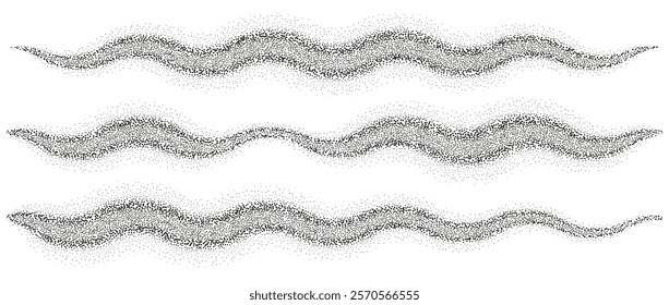 Abstract stipple sand effect wave texture set. Vector illustration