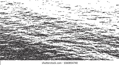 Abstract stippled dotted waves texture. Halftone black and white vector background. Stippling engraving grunge texture. Gradient curved lines illustration.
