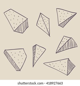 Abstract stone fragments. Hand drawn vector illustration.