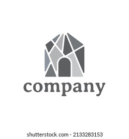 diseño del logotipo de la casa de piedra abstracta