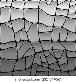 Abstract stone texture. Small pebbles in multicolored colors in cartoon flat style. The texture of the earth, patterns, soil. Crocodile skin, cracked asphalt.