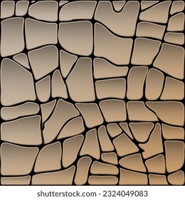 Abstract stone texture. Small pebbles in multicolored colors in cartoon flat style. The texture of the earth, patterns, soil. Crocodile skin, cracked asphalt.