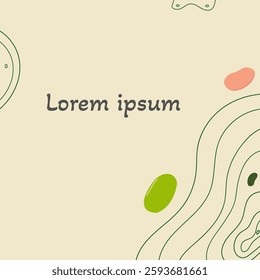 Abstract and stones background template. Contemporary collage with organic shapes and line in pastel colors. Vector Illustration for cover, banner, brochure, poster, flyer and other.