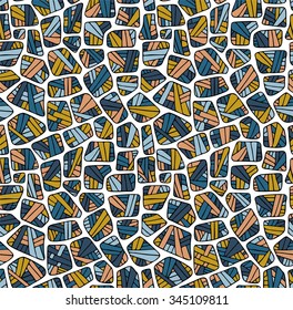 Abstract stones seamless pattern, colorful mosaic pattern, vector doodle background