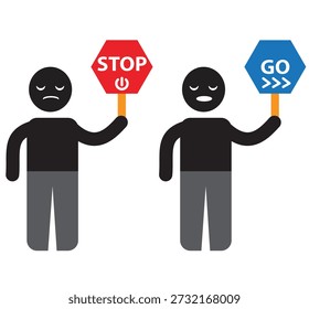 Abstract Stop and Go Sign Icon