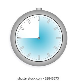 Abstract stopwatch with blue sector. Vector illustration.