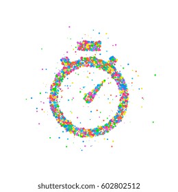 Abstract stopwatch splash multicolored circles. Vector illustration.