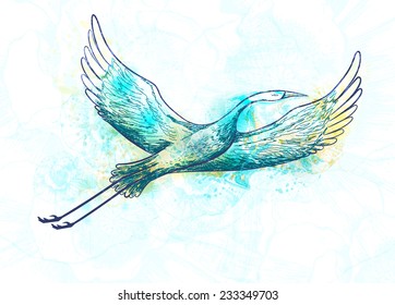 Abstract stork bird flying. Vector illustration, EPS10.