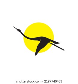 abstract stork fly sunset logo design