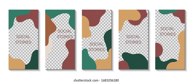 Abstract story template. Minimal artistic flyer layout for social media . Decorative design background. Creative abstract geometric pattern. Trendy flat card for stories on phone. vector illustration
