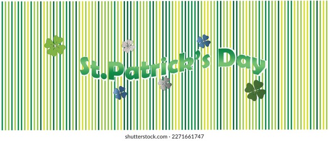 Abstract St.Patrick's Day theme colour vertical lines clover leaf banner design. Vector illustration.