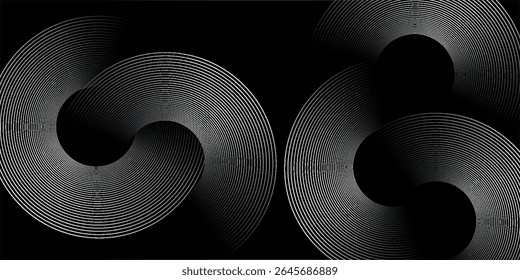 Abstract straight lines on black background. Dynamic straight pattern. Modern circle lines. Futuristic technology concept. Vector eps 10