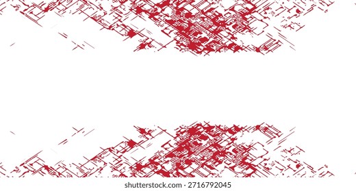 Paquete de líneas de Vector de tinta roja recta abstracta. Color sangriento largo y redondo dibujado a mano pincelada texto resaltado, marcos, círculos. Conjunto de pinceladas de caligrafía asiática. Ilustración vectorial