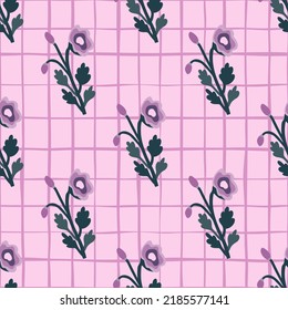 Abstract strange flower seamless pattern. Creative botanical floral ornament. Contemporary plants endless wallpaper. Simple design for fabric, textile print, wrapping paper, cover. Vector illustration