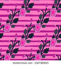 Abstract strange flower seamless pattern. Creative botanical floral ornament. Contemporary plants endless wallpaper. Simple design for fabric, textile print, wrapping paper, cover. Vector illustration