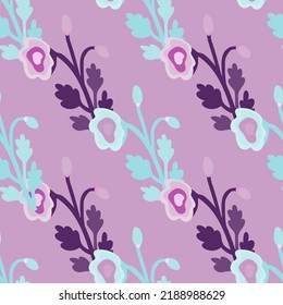 Abstract strange flower seamless pattern. Creative botanical floral ornament. Contemporary plants endless wallpaper. Simple design for fabric, textile print, wrapping paper, cover. Vector illustration