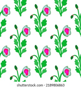 Abstract strange flower seamless pattern. Creative botanical floral ornament. Contemporary plants endless wallpaper. Simple design for fabric, textile print, wrapping paper, cover. Vector illustration