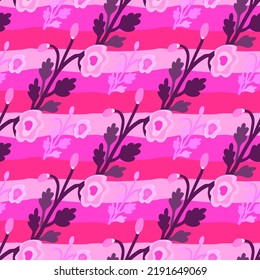 Abstract strange flower seamless pattern. Creative botanical floral ornament. Contemporary plants endless wallpaper. Simple design for fabric, textile print, wrapping paper, cover. Vector illustration