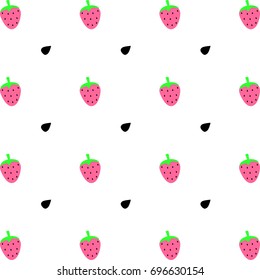Abstract strawberry background,pattern of sweet fruits on white background,vector illustration