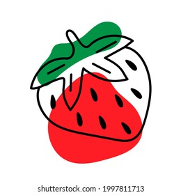Abstract strawberry berry. Contemporary art. Hand-drawn line art boho style.